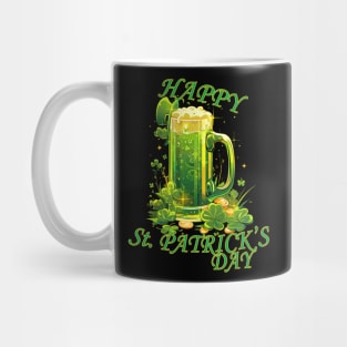 Happy Saint Patrick's Day green beer four leaf clovers shamrocks leprechaun gold happy St. Patricks Day Mug